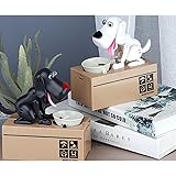 お金を食べる犬の貯金箱、かわいい盗むコイン子犬貯金箱銀行貯金箱、犬の貯金箱食べるコイン、計数銀行、コインソーター、2.7x7インチ(黒)