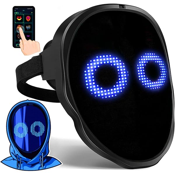 LED Light Up Mask for Women Men,Scary Glow Halloween LED
