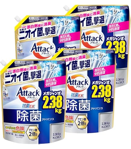 Amazon | 【まとめ買い】アタック 抗菌EX メガジャンボ 詰替え 2,120g