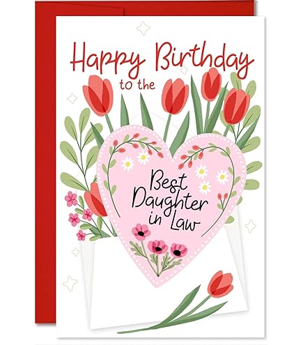 Old English Co. Cute Happy Birthday Card For Daughter-in-law - Floral