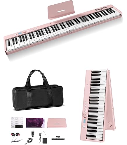 Amazon | 電子ピアノ 88鍵盤 折りたたみ 2つ折り電子キーボード