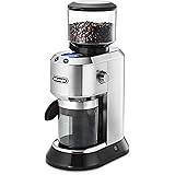 De'Longhi (デロンギ) コーヒーグラインダー デディカ KG521J-M コーン式 コーヒー豆350g分 安全設計 粗挽き~極細挽き 粒度18段階 液晶ディスプレイ 低摩擦熱 高均一性 [シルバー] デロンギファミリー登録で3年保証