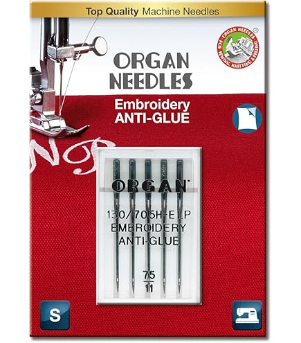 Organ Titanium Embroidery Machine Needles - 90/14 Size With Large Eye