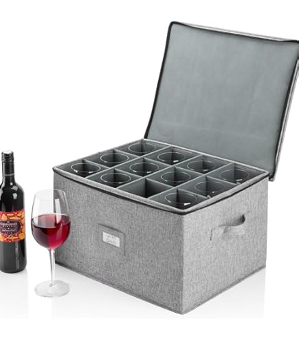 Amazon｜Sorbus 脚付きグラス収納ケース(キルティング)ワイングラス