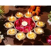 R Ayurveda Copper Decorative Metal Diya Traditional Diya Urli Tealight Holder Golden Bowl for Floating Flowers and Tea Light