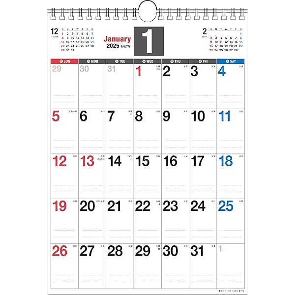 Amazon.co.jp: トーダン 2025年 カレンダー 壁掛け 3色八切文字