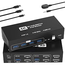 Amazon.co.jp: DisplayPort KVMスイッチ 2入力2出力 4K@60Hz デュアル