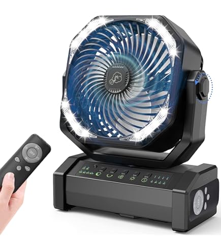 Amazon | 【多機能ファン＆20000mAh充電池内蔵】 キャンプ扇風機