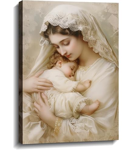 Amazon.co.jp: GLOKAKA 聖母マリア キャンバスウォールアート 聖マリア