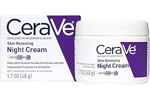 CeraVe Skin Renewing Night Cream | Niacinamide, Peptide Complex, and Hyaluronic Acid Moisturizer for Face | 1.7 Ounce, Packaging may Vary