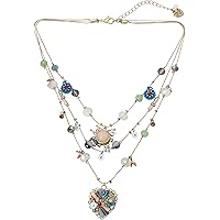 Betsey Johnson Weave and Sew Multi Woven Heart Illusion Necklace