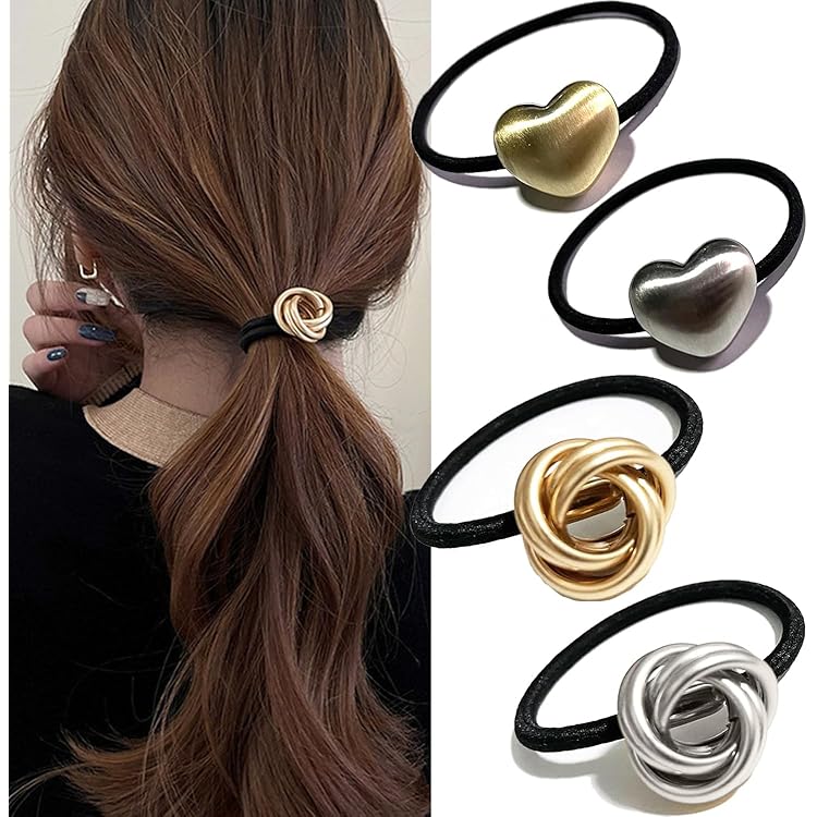Amazon | 88flix ヘアゴム 韓国 2個セット ゴールドモチーフ 髪ゴム