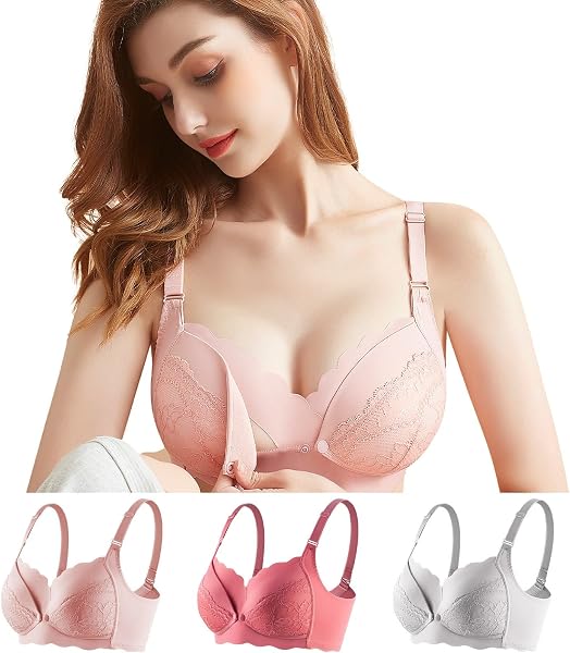 Kaiyas Nursing Bra Maternity Bra Front Opening Bra No Wire Night Anti-Sag Underwire High-Waisted Front Open Large Size Cotton Breathable Adjustable Easy to Wear Pre and Postpartum - 1