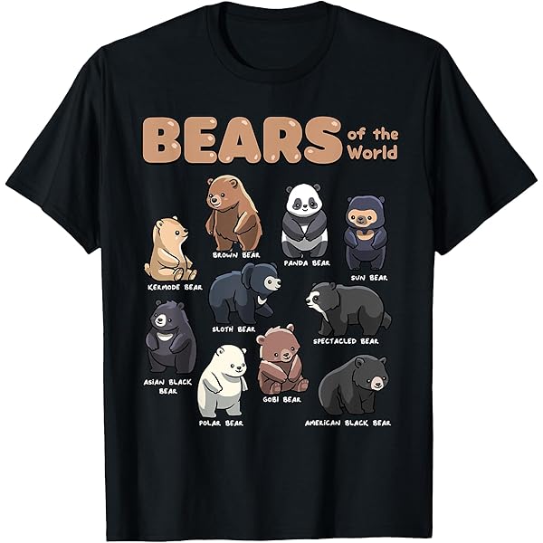 Amazon | 世界のクマ - クマの種類 Tシャツ | Tシャツ・カットソー 通販