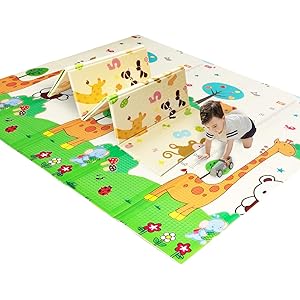 ベビープレイマット 折り畳み式 ベビーマット 超厚型 200 x 180 x 1.5cm 防水 両面使用 滑り止め ベビ…