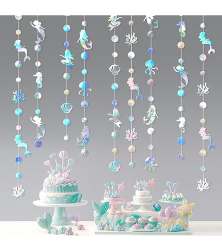 Amazon.co.jp: siawadeky ペーパーガーランド 4本セット 丸形 人魚