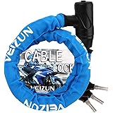 VEIZUN バイクロック チェーンロック ワイヤーロック バイク 自転車 スチールロック タイヤロック φ(直径)22mm×1200ｍｍ 盗難防止 多用途 頑丈 極太 極厚 ブルー