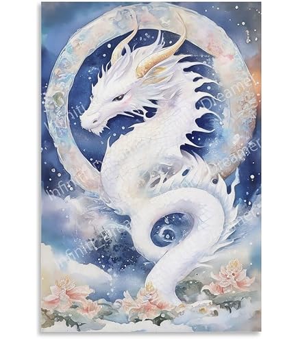 Amazon.co.jp: 絵画 雲の中の龍インテリア 絵画 超リアルな油絵 黄金