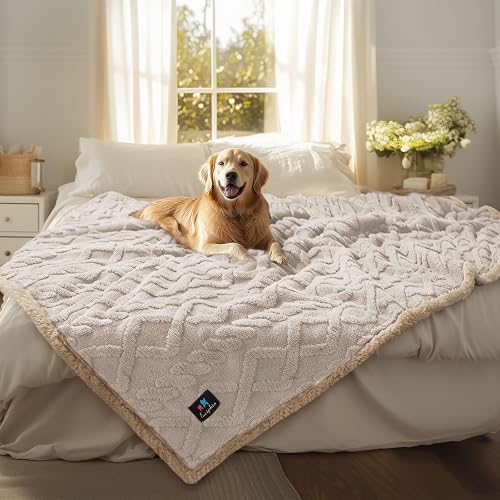 Waterproof Pet Blanket, Liquid Pee Proof Dog Blankets for Sofa Bed Couch, Reversible Sherpa Fleece Furniture Protector Cover 