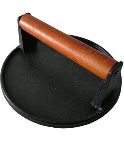 SILUB 304 Stainless Steel Burger Press Smasher - 6 Inch Round Non-Stick Teflon Coating With Wood Handle For Griddle Cooking - View #2