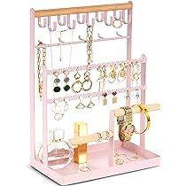 Spenlly Rotating Jewelry Tree Rack With Storage Box - Pink Branch Organizer For Necklaces, Rings, Bracelets - View #3