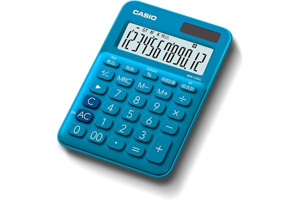 カシオ カラフル電卓 レイクブルー 12桁 ミニジャストタイプ MW-C20C-BU-N