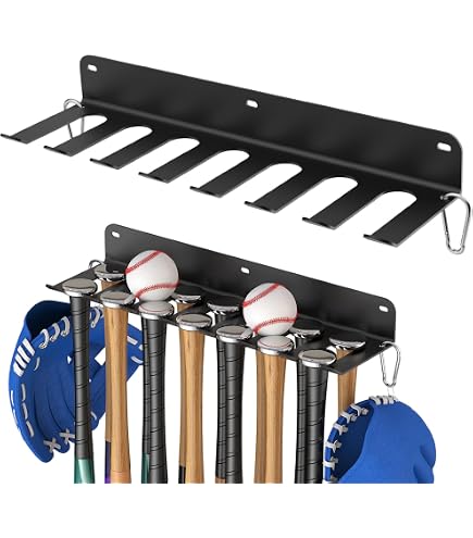 Softball Bat Caddy Heavy Duty Baseball Bat Wall Mount Rack - Holds 14 ...