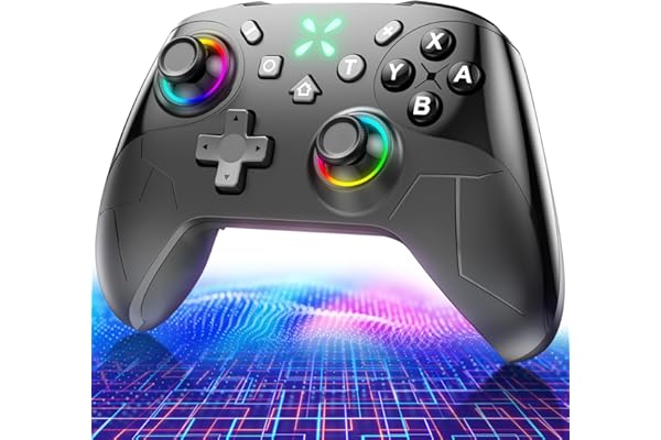 Switch2 コントローラー ダブルホール機能 Switch1/2代对応【2025革新モデル】 スイッチ プロコン TURBO自動連射機能 6軸ジャイロセンサー搭載 4階段HD振動 背面ボタン付き 9色RGBライト ゼロ遅延 無線接続 1000mAh大容量 Bluetooth 人間工学デザイン Switch全世代に対応/PC/Android/iOSにも対応 日本語取扱説明書付き Black