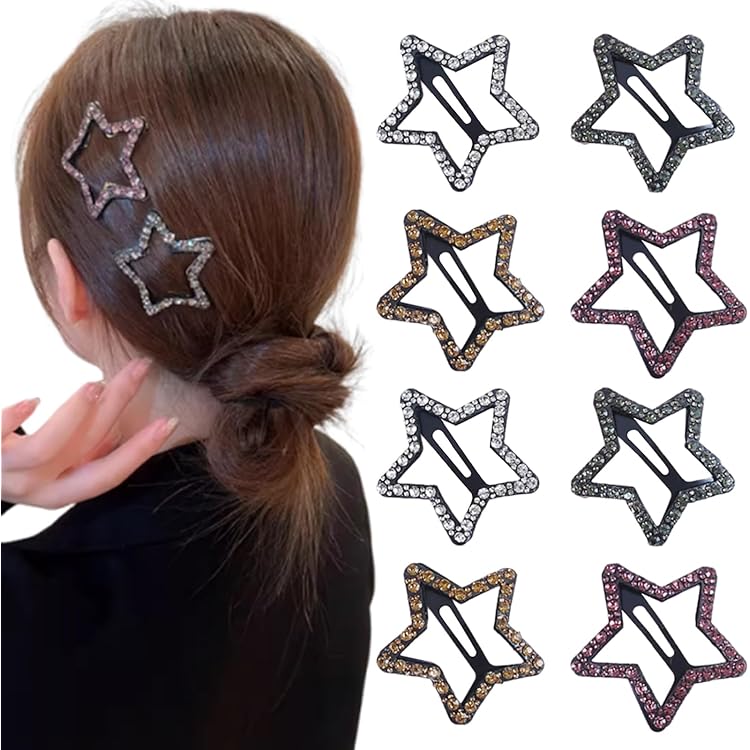 Amazon.co.jp: Roczential 8個セット ヘアクリップ 星 星型 ライン