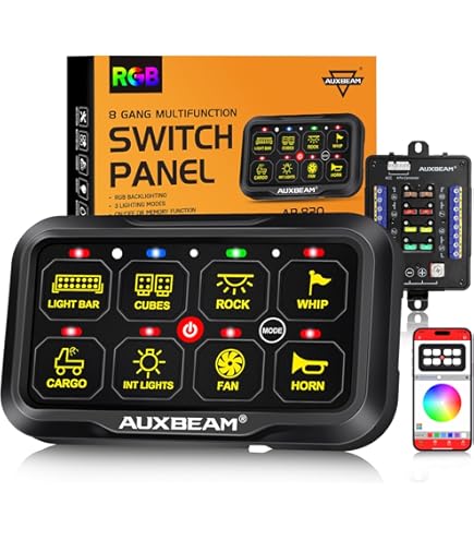 パーツ AUXBEAM 6 Gang Switch Panel System Amazon.co.jp: Auxbeam 6ギャングスイッチパネル Bluetooth RGB AR-600