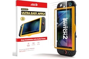 [3-Pack] JSAUX Screen Protector for Nintendo Switch 2 (2025), Ultra HD Glass Protector 9H Hardness Easy to Install with Guiding Frame Scratch Resistant Tempered Glass Compatible with Switch2