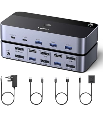 Amazon.co.jp: 8K USB 3.0 DisplayPort デュアル モニター KVM切替器