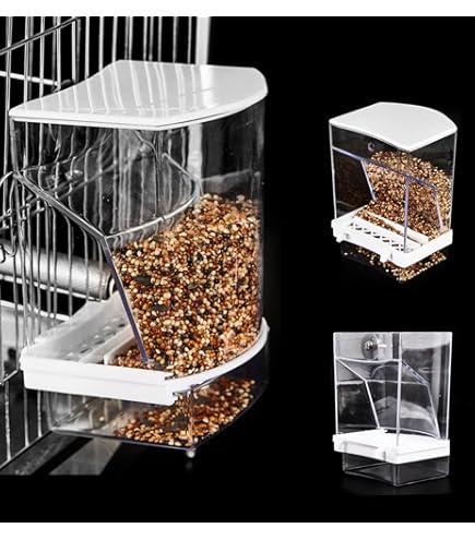 Amazon | 散らからない鳥の餌箱、オウムの自動給餌器アクリル製の透明