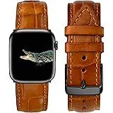 手作りのクロコダイル革時計ベルト対応 Apple Watch アップルウォッチ バンド 38mm 40mm 42mm 44mm Series 6 5 4 3 2 1 AW-153-DE-SS