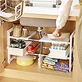 【Amazon.co.jp 限定】【整理収納アドバイザー推薦】チチロバ(TITIROBA) シンク下 ラック 2段 伸縮 引き出し スライド 簡単組立 伸縮棚 キッチン収納棚 洗面台下 シンク下フリーラック ホワイト 幅48.5-70.5×奥行27×