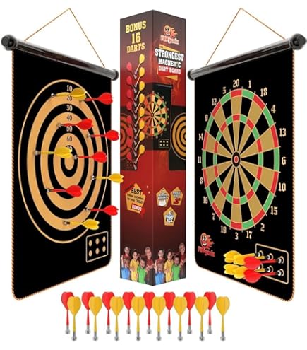 Dartbord – dubbelzijdig – 43 cm diameter – met 2 sets dartpijlen