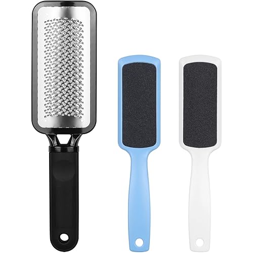 3 Pcs Colossal Foot Files Kit Foot Scrubber Foot Rasp and Double-Sided Heel Files Pedicure Tools Callus Remover Stainless Ste