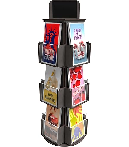 回転式カードスタンドディスプレイ 円筒型 Amazon.co.jp: DS THE DISPLAY STORE ブラック 3段 木製 回転