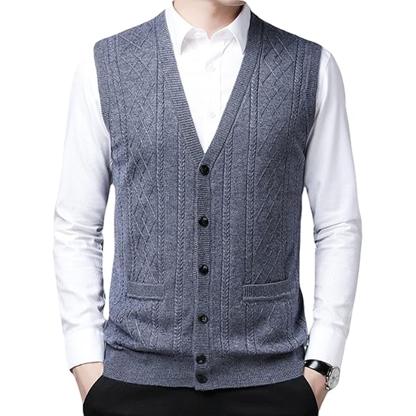 Amazon | [RAKUYUME] カシミヤ100％ メンズ ベスト ボタン付き 冬