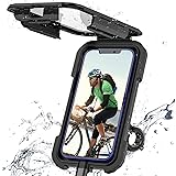 【Amazon.co.jp 限定】スマホホルダー 自転車 防水 スタンド 防振 バイク用 携帯 スマートフォン 撮影 360度回転 スクーター ホルダー 固定用 6.8インチ以下 iPhone Galaxy Android 多機種対応 (Black)