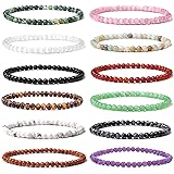 SAMOCO 12Pcs 4mm/6mm/8mm Beaded Bracelets for Women Men Semi-precious Gemstone Healing Crystal Stone Bracelets Stretch Energy