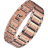 Feraco Men's Copper Magnetic Bracelet for Arthritis Pain Relief 99.99% Solid Copper Bracelets with 3 Row Strong Magnets,Adjus