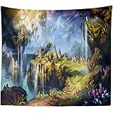 Amazon Co Jp タペストリー 幻想 ファンタジー イラスト アート 絶景 風景 大きい 部屋 飾り 背景布 壁 インテリア 布 デザイン２ ホーム キッチン