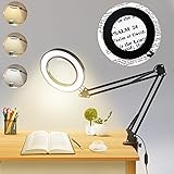 Eocean Magnifying Desk Lamp, LED Desk Light with 5X Magnifying Glass, 3 Color Mode 10 Brightness Level, 8-Diopter Magnifying 