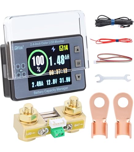 DC Battery Monitor, DROK 14-600V 0-100A LCD Digital Multimeter, Display DC Voltage Current Power - View #10