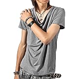 Amazon お兄系 メンズ Tシャツ シャツ Aegnoir イグノア ワイドｕネック無地ロンｔ 長袖 Tシャツ カットソー 通販