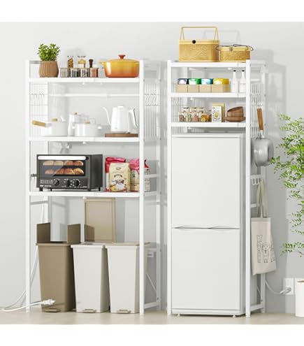 Amazon｜JKプラン 冷蔵庫の上 ラック 木製 冷蔵庫の上に電子レンジ 幅  