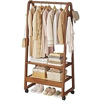 Amazon｜ハンガーラック 木製 ワードローブ クローゼット 衣類