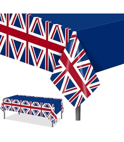 British Party Decor Set - 14 Piece UK Flag Garland With Cheers Banner & Hanging Swirls For Patriotic Celebrations