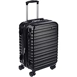 Amazon Basics Hardside Expandable Spinner Suitcase, Black, 55cm Carry-On
